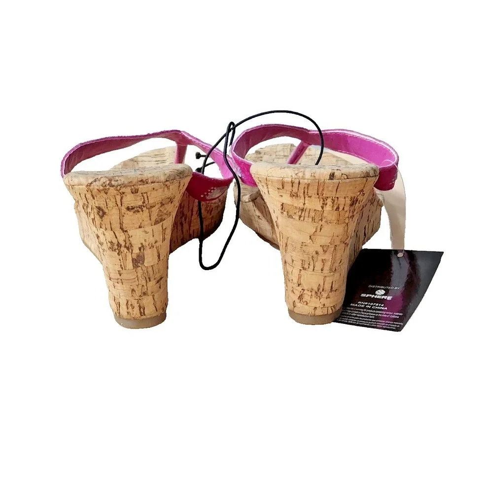 NEW Hype Womens Cork‎ Wedge Sandals Size 8 Pink/Brown 3.25